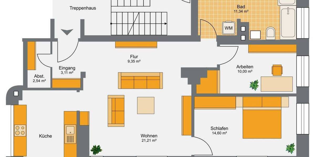 Etagenwohnung Regensburg / Stadtamhof Stadtamhof - 3 Zimmer, 84 m&sup2;, 488.000&euro; | Angebot:26657538