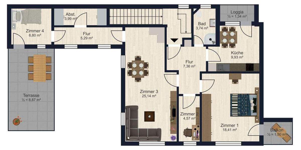 Etagenwohnung Abensberg Arnhofen - 3 Zimmer, 95 m&sup2;, 147.000&euro; | Angebot:25737577