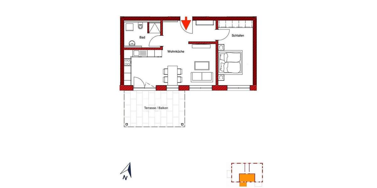 Etagenwohnung Schierling - 2 Zimmer, 61 m&sup2;, 760&euro; | Angebot:25711064
