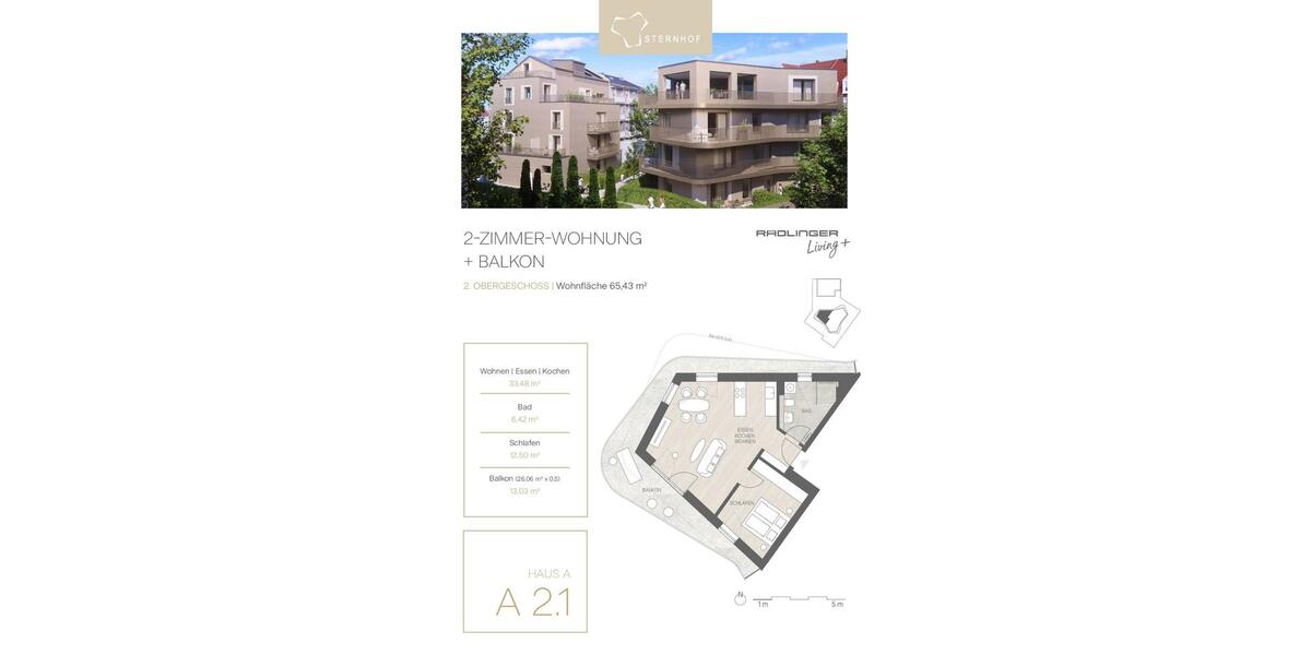 Etagenwohnung Regensburg Galgenberg - 2 Zimmer, 65 m&sup2;, 1.190&euro; | Angebot:24700935