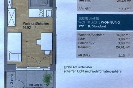 Wohnung Regensburg Galgenberg - 1 Zimmer, 24 m&sup2;, 580&euro; | Angebot:25720268