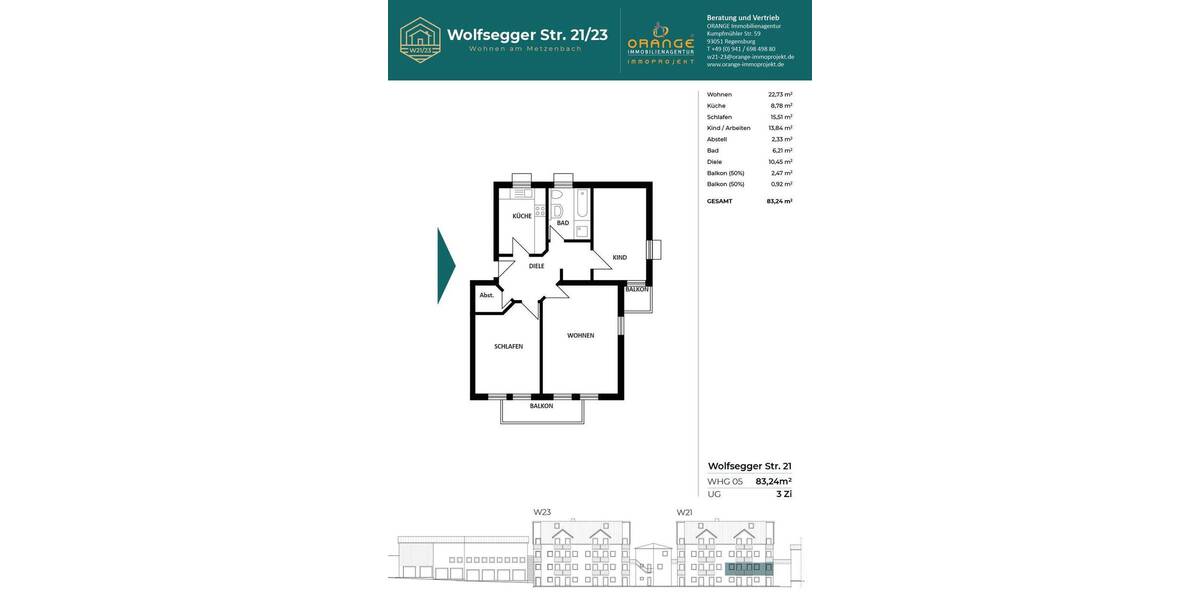 Etagenwohnung Lappersdorf Oppersdorf - 3 Zimmer, 83 m&sup2;, 339.000&euro; | Angebot:25909223