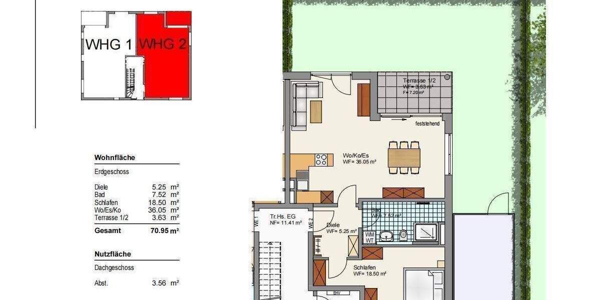 Etagenwohnung Teublitz Katzdorf - 2 Zimmer, 51 m&sup2;, 223.250&euro; | Angebot:25732193