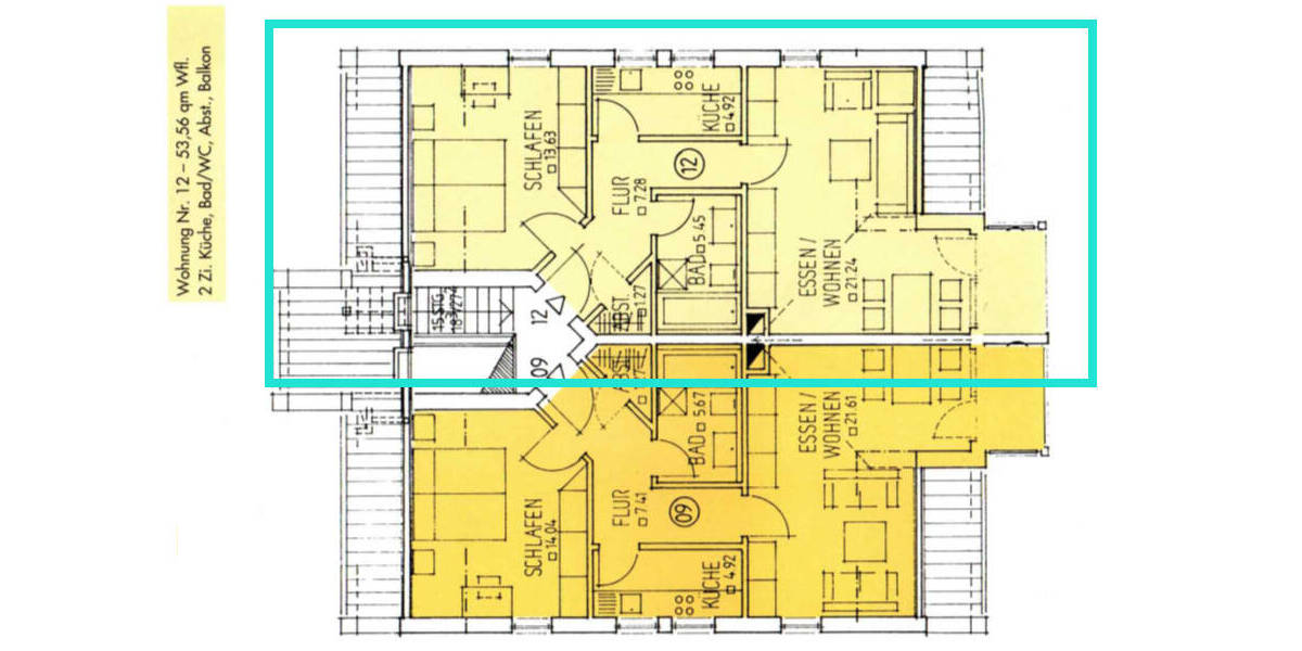 Etagenwohnung Regensburg / Reinhausen Reinhausen - 2 Zimmer, 53 m&sup2;, 244.000&euro; | Angebot:26155045