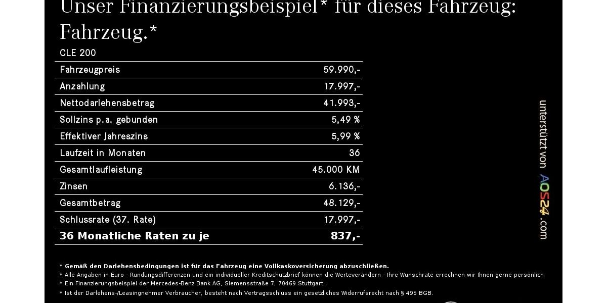 Mercedes-Benz CLE 200 8.500 km 59.990 &euro; Regensburg 93053
